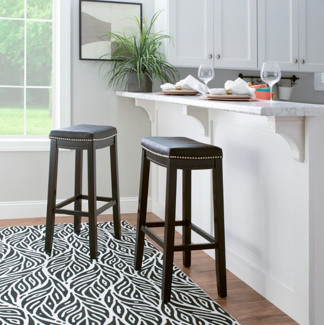 Linon Claridge 2-Piece Black Bar Stool Set-1