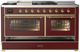 Ilve® Majestic III 60" Burgundy Pro Style Dual Fuel Natural Gas Range with French Top and Brass Trim-2