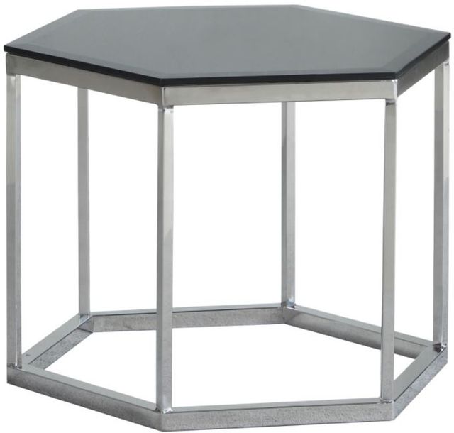 Coaster® Black and Silver Hexagon Glass Top Accent Table-0