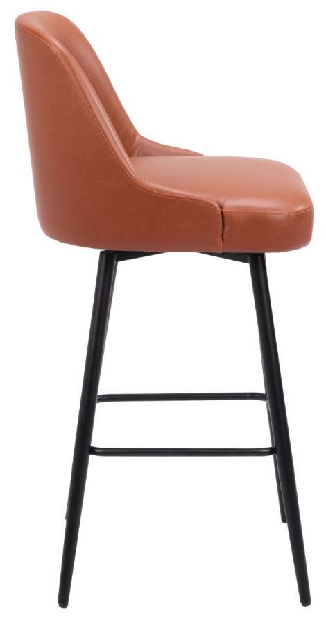 Zuo® Modern Keppel Black/Brown Swivel Barstool-2