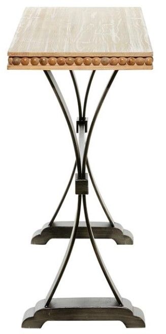 Deco Marche Brown Console Table with Matte Black Base-1