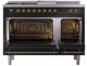 Ilve® Nostalgie II Noblesse 48'' Glossy Black Pro Style Dual Fuel Range with Brass Trim-2