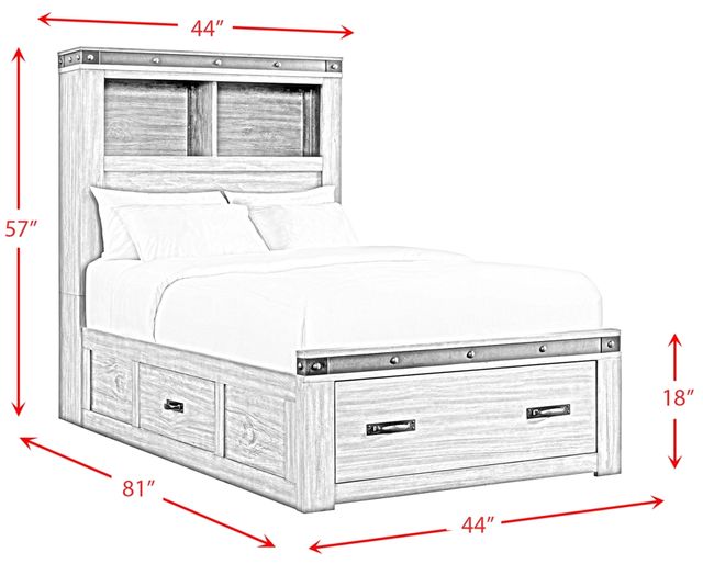 Elements International Wade Gray Twin Youth Platform Storage Bed-2