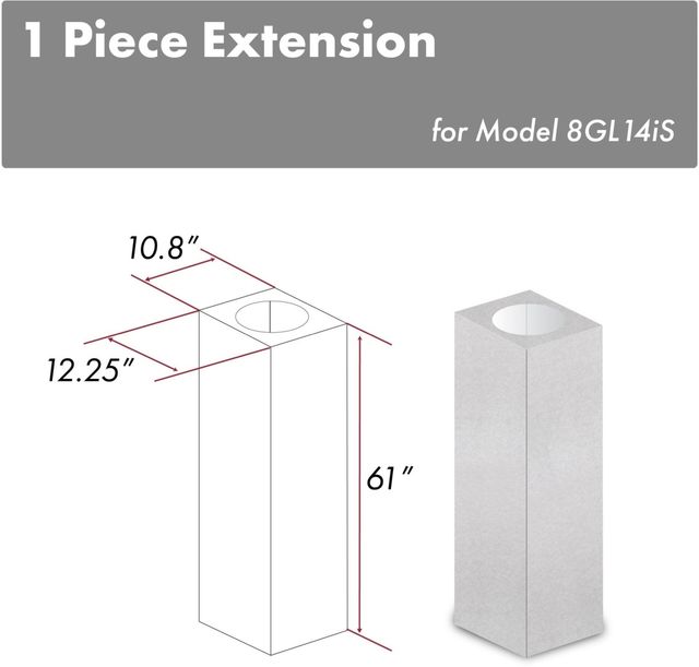 ZLINE 61" Fingerprint Resistant Satin Stainless Steel Chimney Extension-1