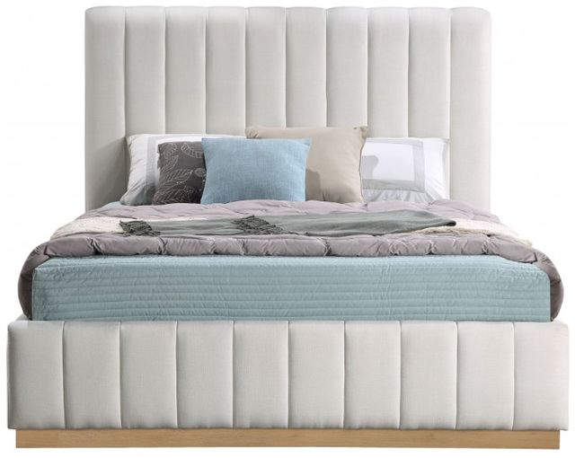 Meridian Furniture Lucia Cream Full Upholstered Panel Bed-1
