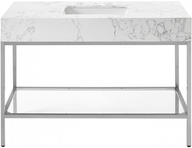Meridian Furniture Marmo White/Brushed Chrome 48" Bathroom Vanity-2
