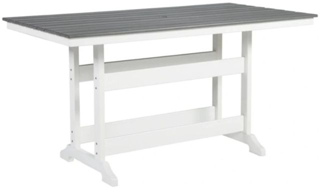 Signature Design by Ashley® Transville Gray Outdoor Counter Height Dining Table with White Base-0