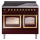 Ilve® Nostalgie II Noblesse 40'' Burgundy Pro Style Induction Range with Brass Trim-0