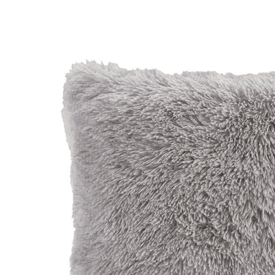 Olliix by CosmoLiving Cleo Grey Ombre Print Shaggy Fur Pillow-2