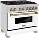 ZLINE Autograph Edition 36" Stainless Steel Pro Style Dual Fuel Range with White Matte Door-3