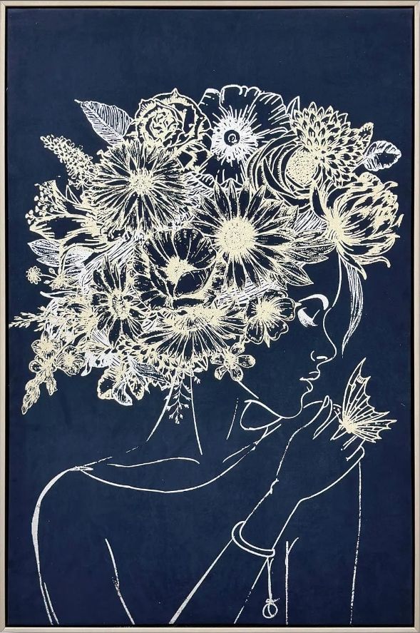 Classy Living Outspoken Midnight Muse: Floral Silhouette Wall Art-0