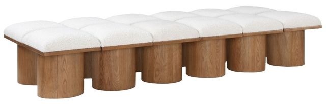 Meridian Furniture Pavilion 12-Piece Cream/Walnut 93" Modular Bench Set-0