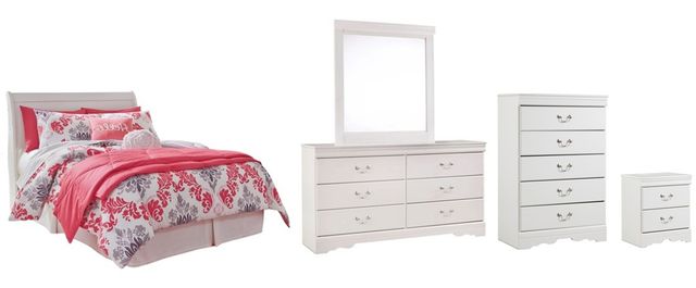 Signature Design by Ashley® Anarasia 5-Piece White Full Sleigh Headboard Bed Set-0