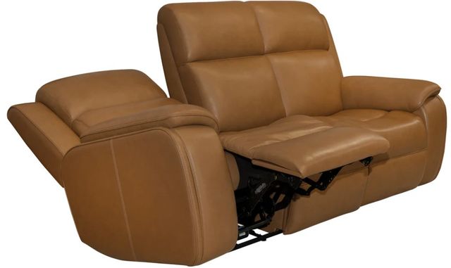 Flexsteel® Ziggy Camel Leather Power Reclining Sofa with Power Headrest and Lumbar-4
