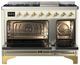 Ilve® Majestic III 48" Antique White Pro Style Dual Fuel Liquid Propane Range with Solid Door and Brass Trim-1