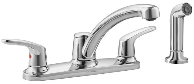 American Standard Colony® PRO Polished Chrome 2-Handle Low Arc Kitchen Faucet with Side Spray-0