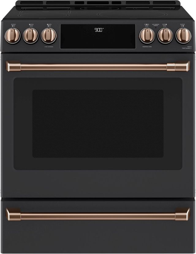 Café™ Brushed Copper Front Control Induction Knobs and Handle Kit-1