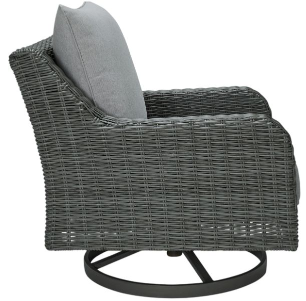 Signature Design by Ashley® Elite Park Gray Aluminum/Resin Wicker Outdoor Swivel Lounge with Cushion-2