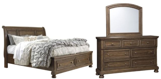 Signature Design by Ashley® Flynnter 3-Piece Medium Brown King Panel Bed Set-0