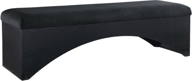 Meridian Furniture Lawson Black Velour Fur Fabric Bench-0