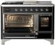 Ilve® Majestic III 48" Glossy Black Pro Style Dual Fuel Liquid Propane Range with 5 Black Brass Burners and Chrome Trim-2