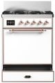 Ilve® Majestic III 30" White Pro Style Dual Fuel Natural Gas Range with Solid Door and Copper Trim-2