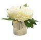 A & B Home Gold/White Artificial Peonies in Striped Pot -0