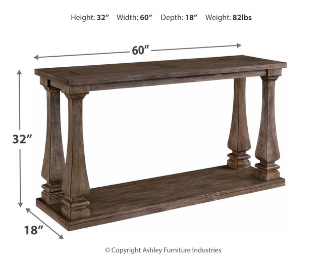 Signature Design by Ashley® Johnelle Weathered Gray Sofa Table-3