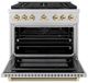 ZLINE Autograph Edition Paramount 36" 5.2 Cu. Ft. Stainless Steel Gas Range with 6 Burner DuoPro™ Cooktop and Convection Gas Oven with Polished Gold Helix Handle and Accents-3