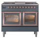 Ilve® Nostalgie II Noblesse 40'' Blue Gray Pro Style Dual Fuel Range with Copper Trim-1