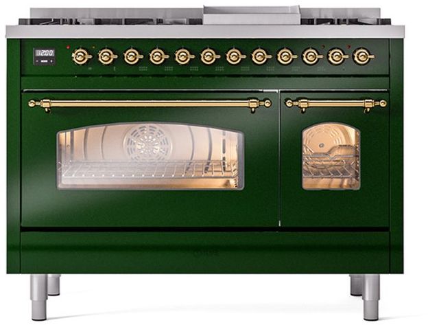 Ilve® Nostalgie II Series 48" Emerald Green Pro Style Dual Fuel Range-1