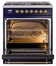 Ilve® Nostalgie II Noblesse 30'' Midnight Blue Pro Style Dual Fuel Range with Brass Trim-1