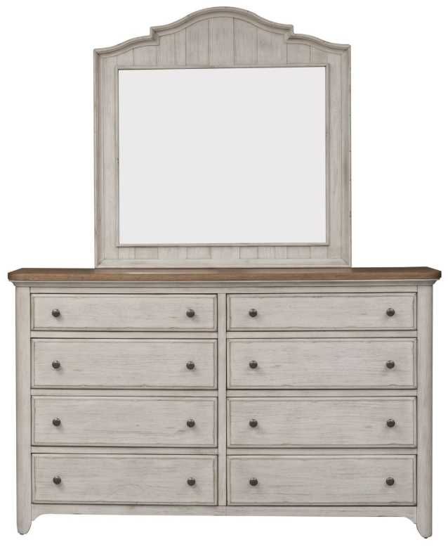 Liberty Furniture Farmhouse Reimagined 3-Piece Antique White/Chestnut King Poster Bed Set-3