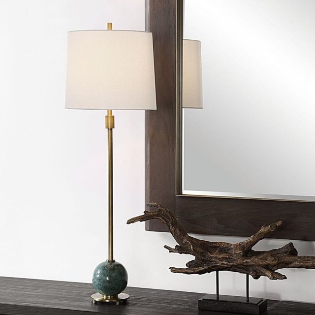Uttermost® Bledel Brushed Brass/Dark Green Buffet Lamp-4