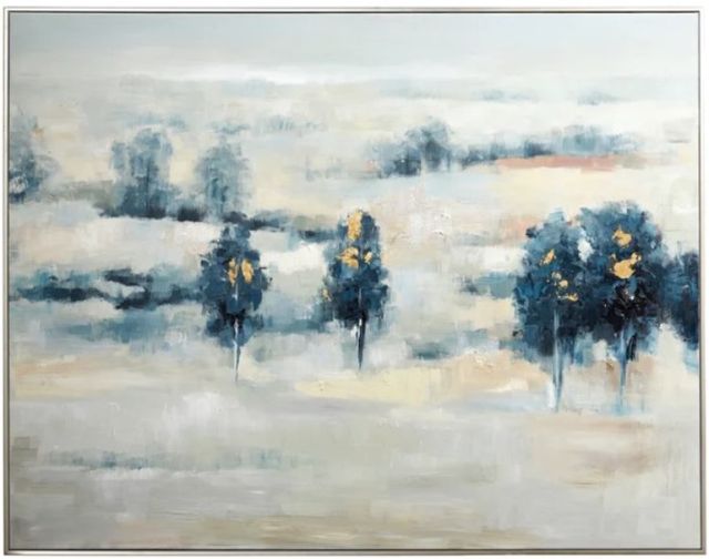 Stylecraft Trees In The Hill Blue Canvas Painting -0