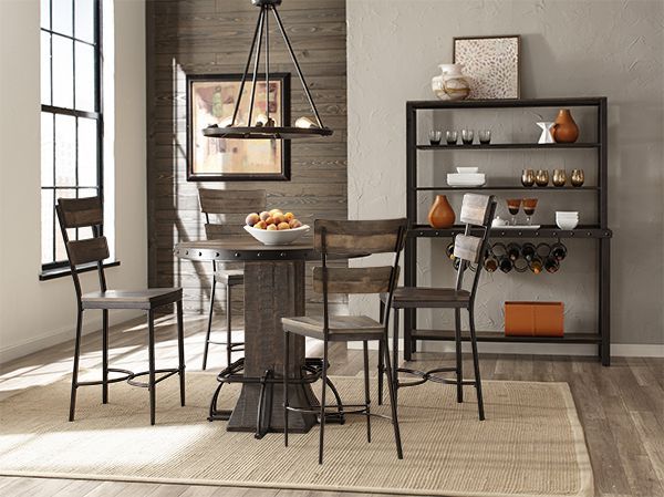 HH2 Home Jennings 5-Piece Walnut Counter Height Dining Set-0