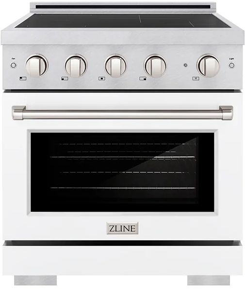 ZLINE Paramount 30" Satin Stainless Steel Pro Style Induction Range with White Matte Door-0