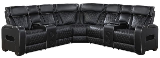 Homelegance® Fairway 3-Piece Black Power Reclining Sectional-0