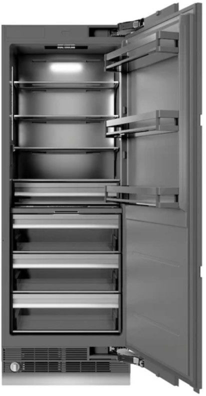 ZLINE Autograph Edition 30" 16.7 Cu. Ft. Panel Ready Column Refrigerator with Graphite Gray Interior and Polished Gold Accents-1
