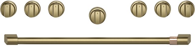 Café™ 36" Brushed Brass Pro Range Handle and Knob Kit-0