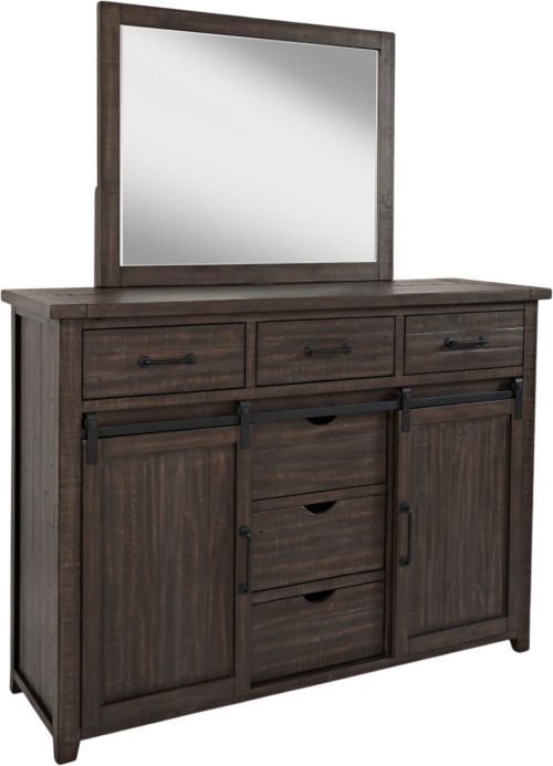 Jofran Inc. Madison County 4-Piece Barnwood Queen Barn Door Bedroom Set-3