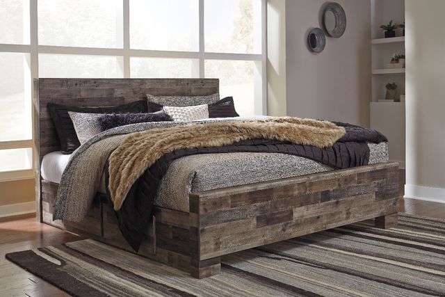 Benchcraft® Derekson Multi Gray King Panel Bed with 2 Side Storage-1