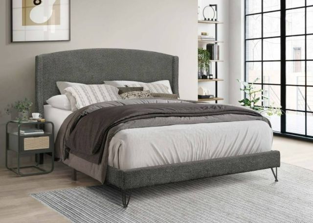 Milton Greens Stars Dark Gray Full Upholstered Wingback Platform Bed-1