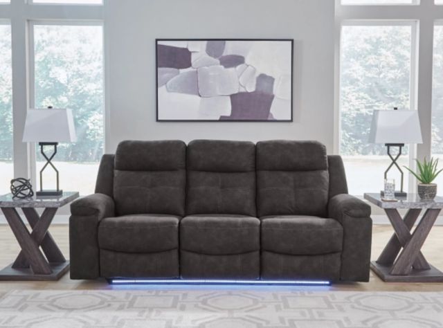 Benchcraft® Brysonview Charcoal Manual Reclining Sofa-4