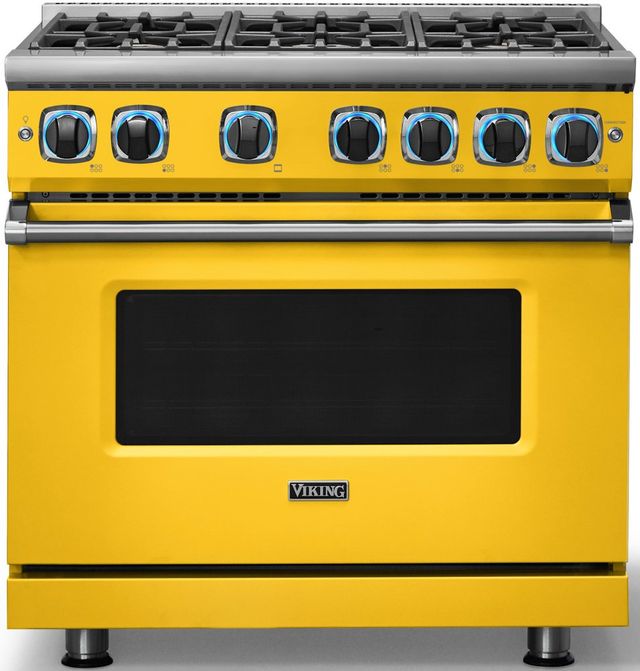 Viking® 7 Series 36" Daffodil Pro Style Liquid Propane Gas Range-3