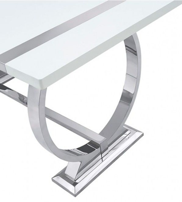 Furniture of America® Holstebro White 60" Dining Table with Silver Base-2
