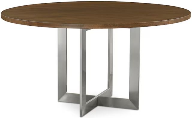 Bassett® Furniture Customizable BenchMade Astor Oak 54" Round Dining Table with Stainless Steel Base Base-0