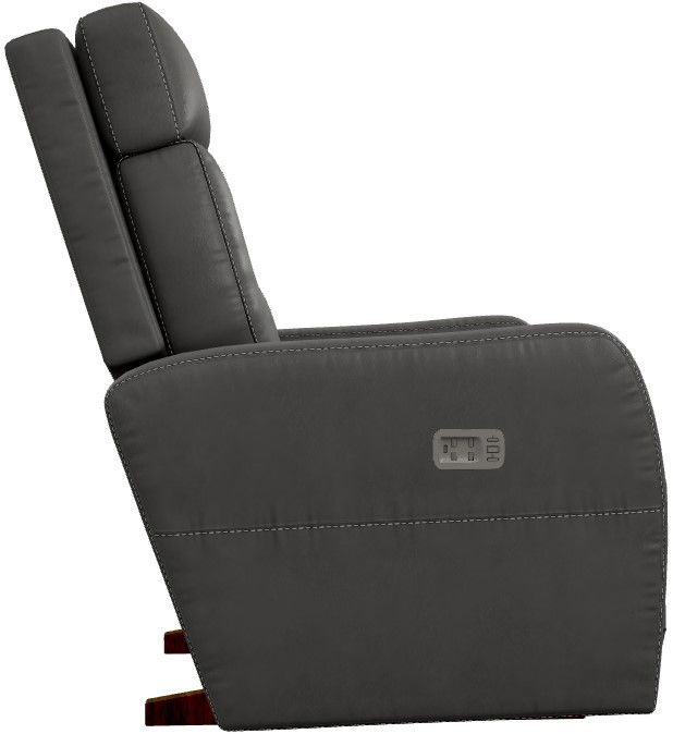 La-Z-Boy® Lennon Charcoal Leather Power Rocking Recliner with Headrest and Lumbar-2
