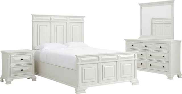 Elements International Bridgestone 4-Piece Antique White Queen Panel Bedroom Set-0