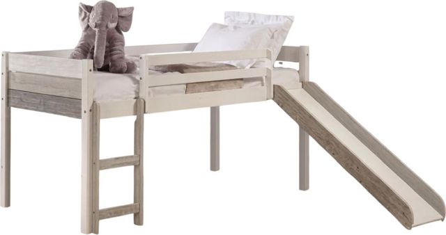 Donco Kids Gray/White Youth Twin Panel Low Loft-0